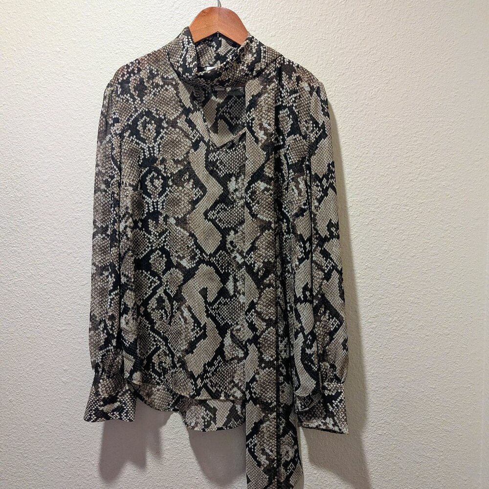 Altuzarra for Target Python Print Tie Neck.Blouse Size M - Picture 13 of 15